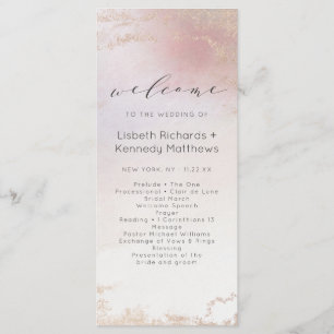 Ombre Blush Pink Frosted Foil Wedding Ceremony Programme