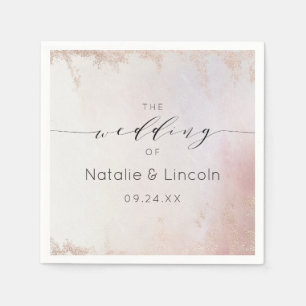 Ombre Blush Pink Frosted Foil Wedding Monogram Napkin