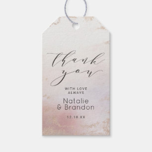 Ombre Blush Pink Frosted Foil Wedding Thank You Gift Tags