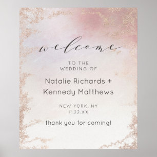 Ombre Blush Pink Frosted Foil Wedding Welcome Sign
