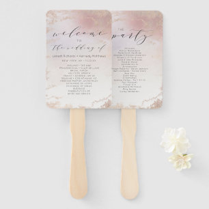 Ombre Blush Pink Frosted Wedding Ceremony Program Hand Fan