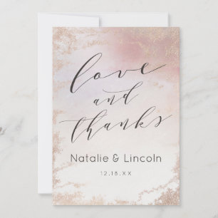 Ombre Blush Pink Frosted Wedding Love and Thanks Thank You Card