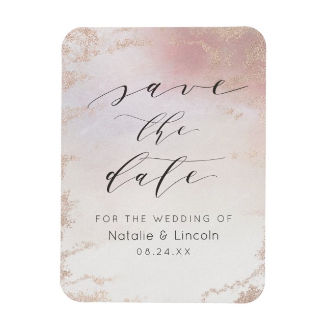 Ombre Blush Pink Frosted Wedding Save the Date Magnet (Vertical)