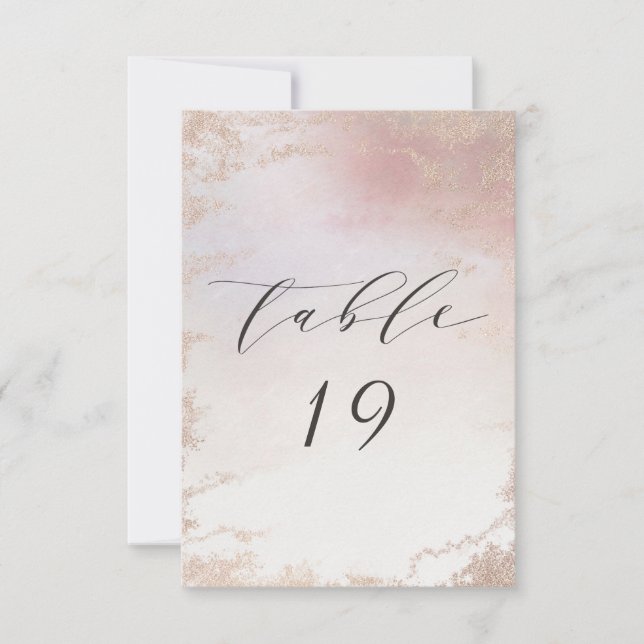 Ombre Blush Pink Frosted Wedding Table Numbers (Front)