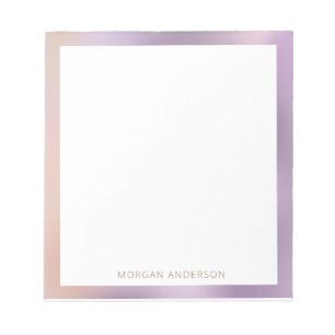 ombre blush pink metallic monogram notepad