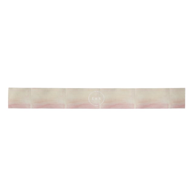 Ombre Blush Pink Watercolor Hand-Painted Effect Satin Ribbon (Front)