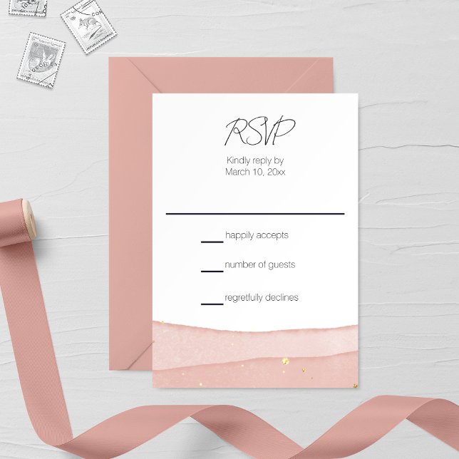 Ombre Blush Pink Wedding RSVP Card (Creator Uploaded)