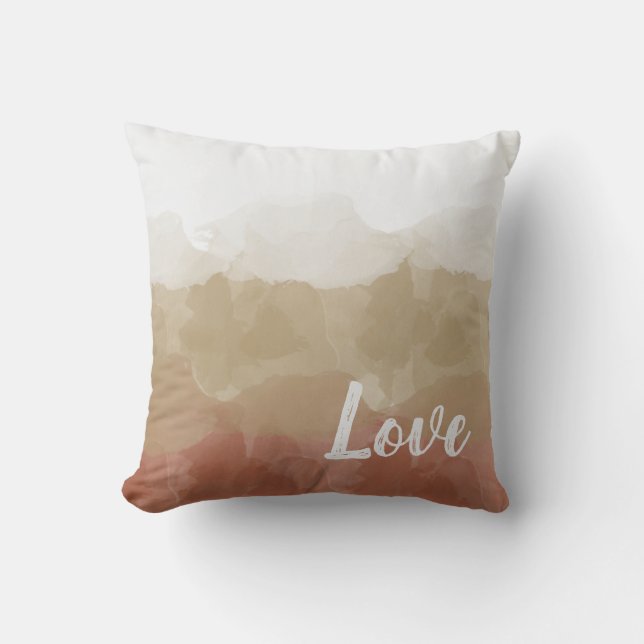 Ombre Brown and Tan Love Graceful Gradient Cushion (Front)