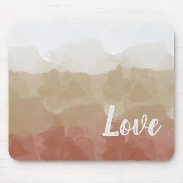 Ombre Brown and Tan Love Graceful Gradient Mouse Mat (Front)