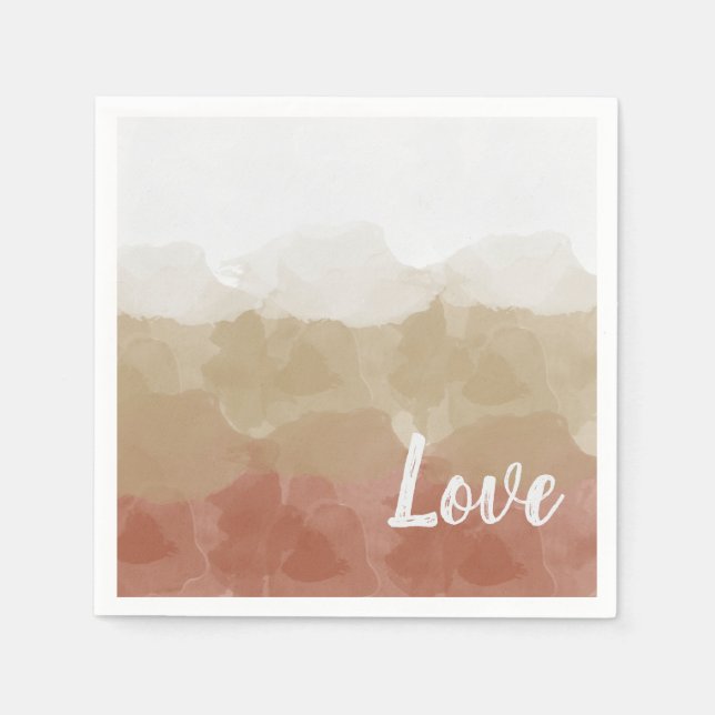 Ombre Brown and Tan Love Graceful Gradient Napkin (Front)