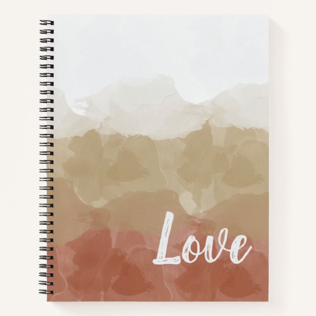 Ombre Brown and Tan Love Graceful Gradient Notebook (Front)