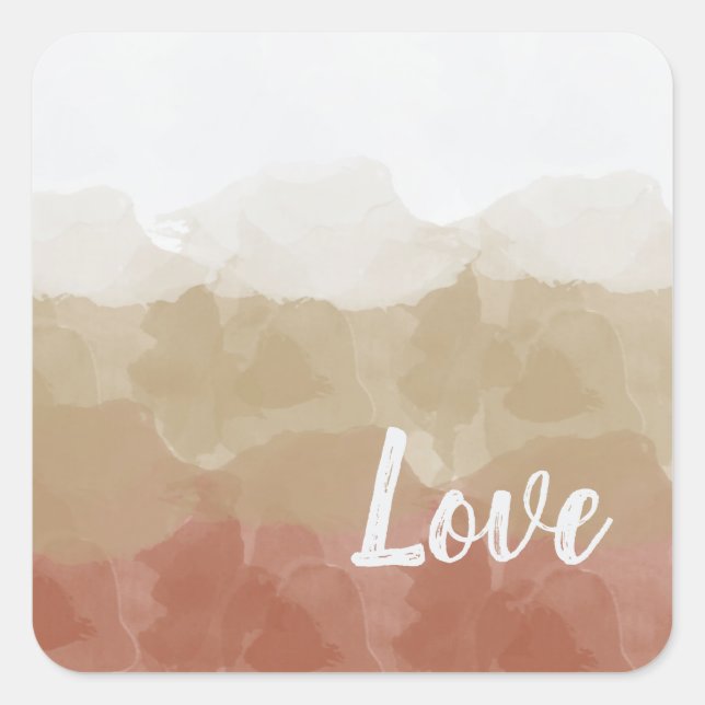 Ombre Brown and Tan Love Graceful Gradient Square Sticker (Front)