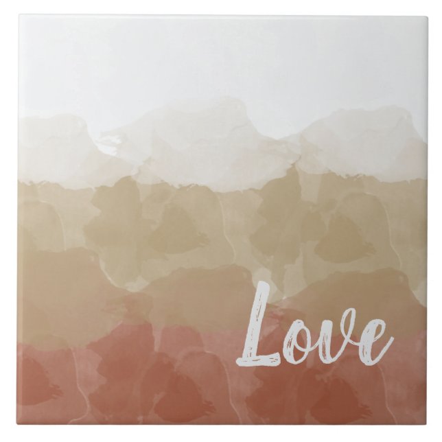 Ombre Brown and Tan Love Graceful Gradient Tile (Front)