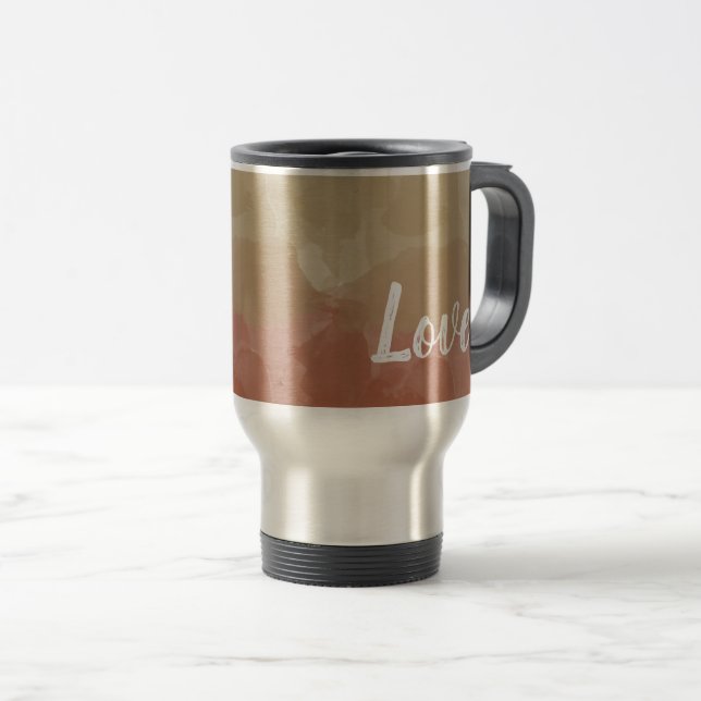 Ombre Brown and Tan Love Graceful Gradient Travel Mug (Front Right)