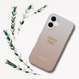 Ombre Brown Personalise Quote & Name Iphone Case