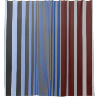 Ombre Burgundy and Blue Vertical Stripes Shower Curtain