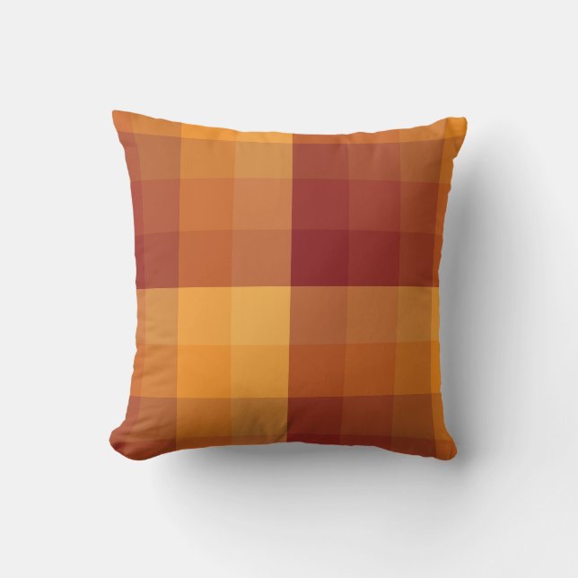Ombre Chequered Blocks Autumn colours Cushion (Front)