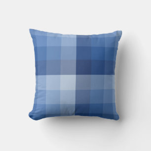 Ombre Chequered Blocks Denim to Indigo Cushion