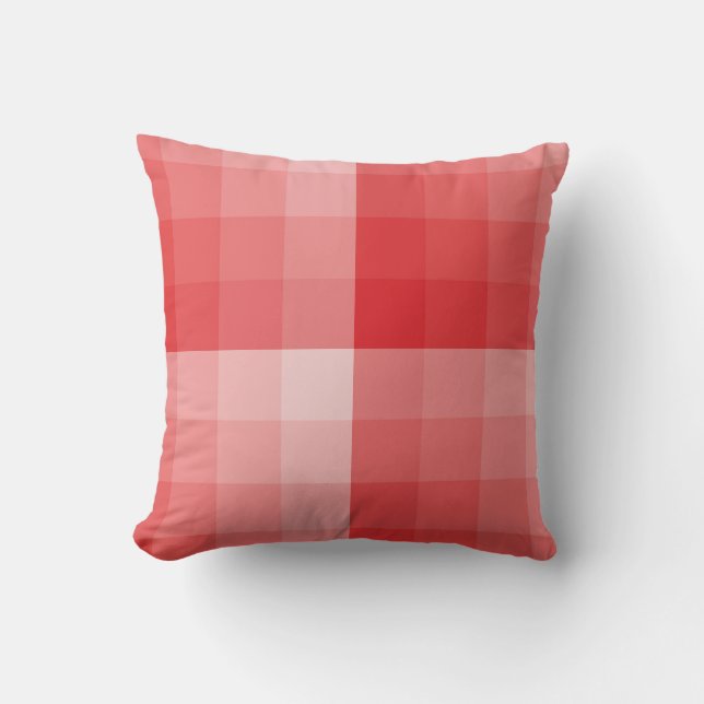 Ombre Chequered Blocks Red tones Throw Pillow (Front)