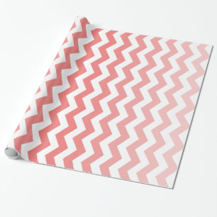 Ombre Chevron Coral Wrapping Paper