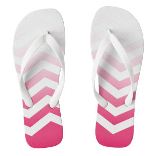 Ombre Chevron Style!   fuchsia white Flip Flops