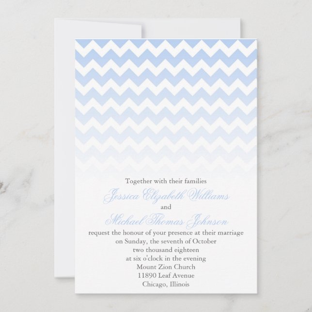Ombre Chevron Wedding Invitation (Front)