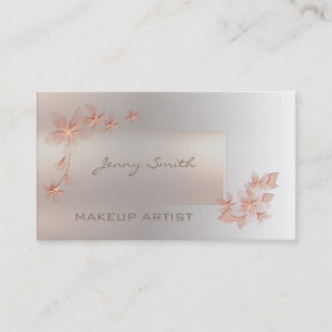 Ombre chic bright rose pearl floral modern luxury business card
