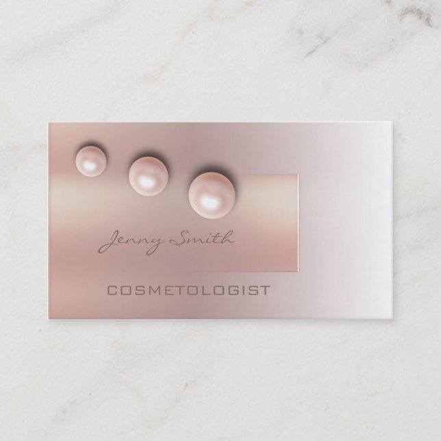 Ombre chic bright rose pearl modern luxury business card (Front)