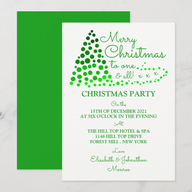 Ombré Christmas Tree, Christmas Party Invitation (Front/Back)