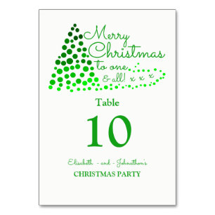 Ombré Christmas Tree, Christmas Table Number
