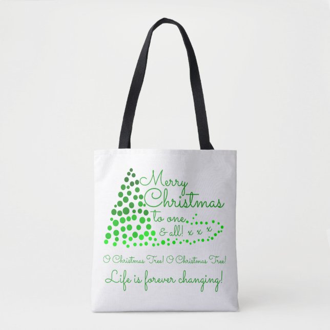 Ombré Christmas Tree, Festive Tote Bag (Front)