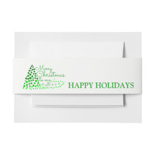 Ombré Christmas Tree, Happy Holidays Invitation Be Invitation Belly Band