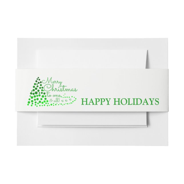 Ombré Christmas Tree, Happy Holidays Invitation Be Invitation Belly Band (Front Example)
