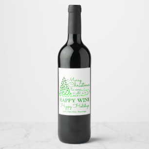 Ombré Christmas Tree, Happy Wine Happy Holidays Wi Wine Label