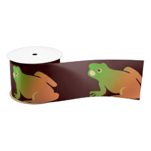 Ombre colour block frog on brown satin ribbon