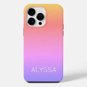 Ombre Colourful Girly Minimal Name iPhone 14 Pro Max Case