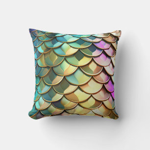 Ombre Colourful Scales and Glitter Reversible  Cushion