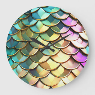 Ombre Colourful Scales Large Clock