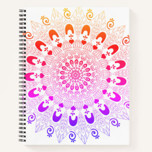 Ombre Colours Mandala Flower Design Sketch Art Notebook