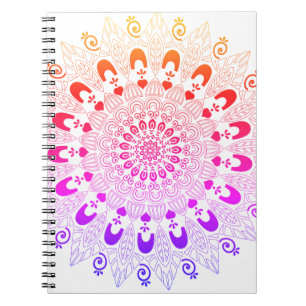 Ombre Colours Mandala Flower Design Sketch Art Notebook