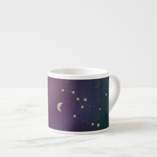 Ombre Constellation Galaxy Purple Faux Gold Stars Espresso Cup