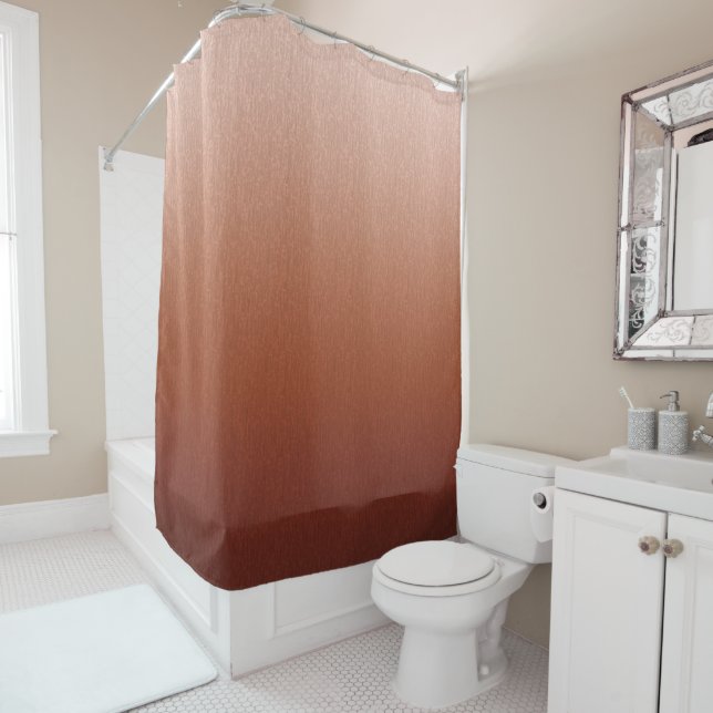 Ombre Copper Brown Terracotta Shower Curtain (In Situ)
