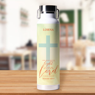 Ombre Cross Bible Verse Personalised Water Bottle