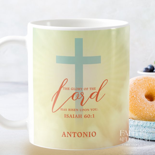 Ombre Cross Scripture Personalised Coffee Mug (Creator Uploaded)