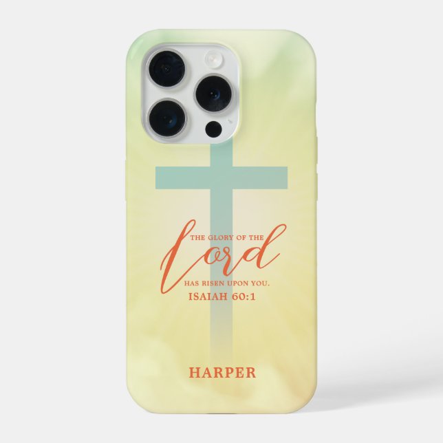 Ombre Cross Scripture Personalised iPhone Case (Back)