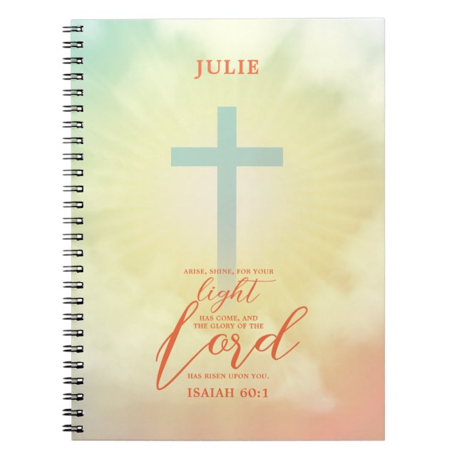 Ombre Cross Scripture Personalised Notebook (Front)