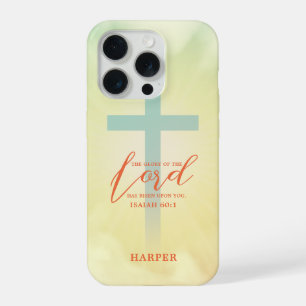 Ombre Cross Scripture Personalized iPhone 15 Pro Case