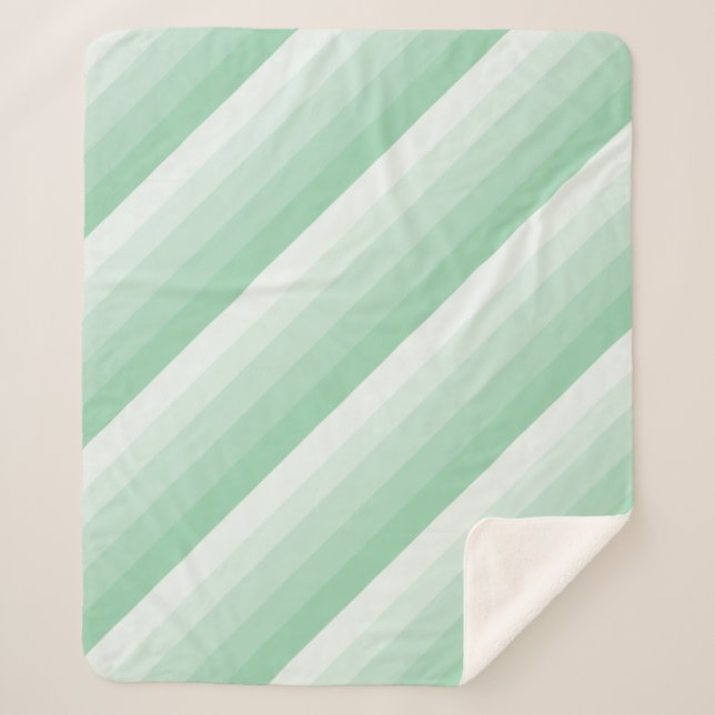 Ombre diagonal stripes in jade green tones sherpa blanket (Front)