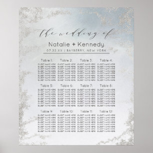 Ombre Dusty Blue Frost Wedding Table Seating Chart