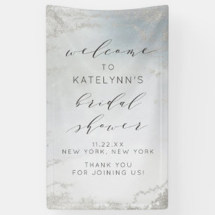 Ombre Dusty Blue Frosted Bridal Shower Welcome Banner